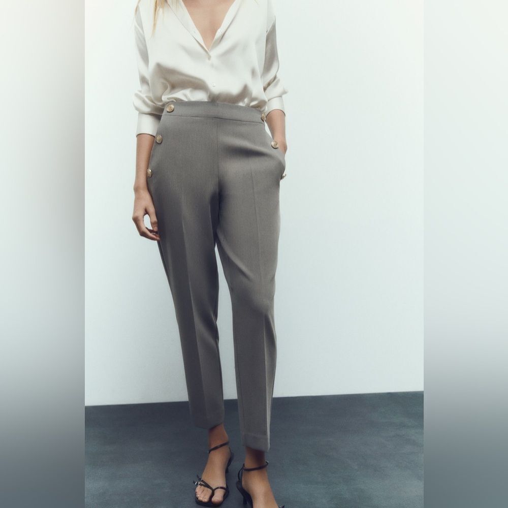 Women's Grey and Grey Trousers